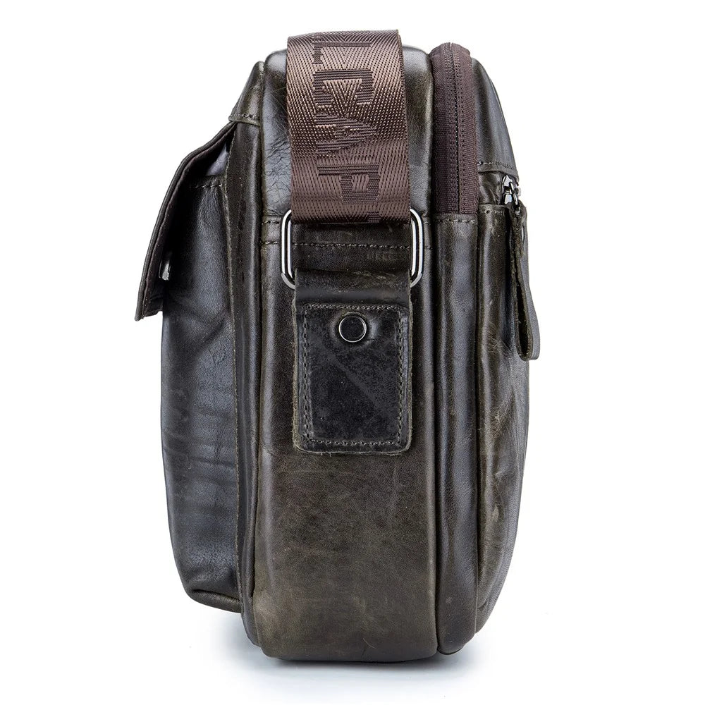 BULLCAPTAIN 035 Crossbody Shoulder Bag Top-Layer Cowhide Leather Tablet Storage Bag - Iron Color - 7
