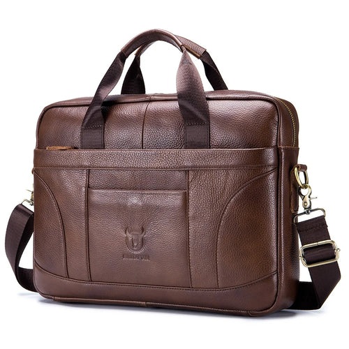 BULLCAPTAIN 048 Top-Layer Cowhide Leather Laptop Handbag Shoulder Bag Business Briefcase Messenger Tote Bag - Brown - 1