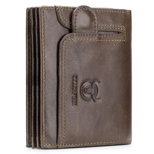 BULLCAPTAIN 037 RFID Blocking Wallet Top-Layer Cowhide Leather Card Carrying Pouch Coin Storage Bag - Brown - 1