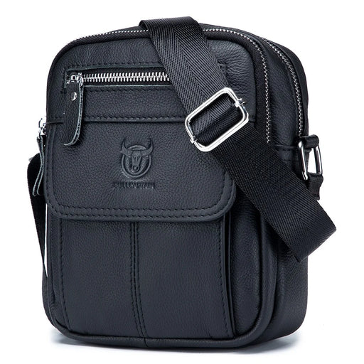 BULLCAPTAIN 016 Crossbody Bag Shoulder Bag Top-Layer Cowhide Leather Travel Business Shopping Carrying Bag - Black - 1