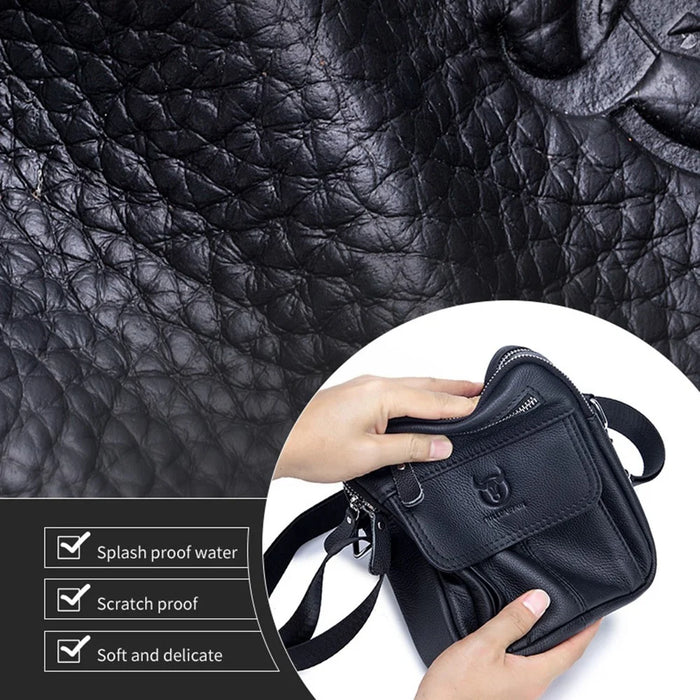 BULLCAPTAIN 016 Crossbody Bag Shoulder Bag Top-Layer Cowhide Leather Travel Business Shopping Carrying Bag - Black - 4