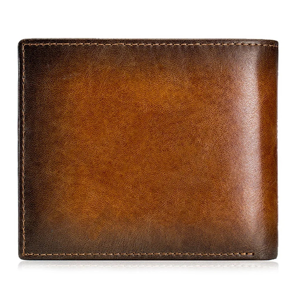 BULLCAPTAIN 05 Folding Wallet RFID Blocking Top-Layer Cowhide Leather Card Carrying Pouch Coin Bag - Yellowish-brown - 2