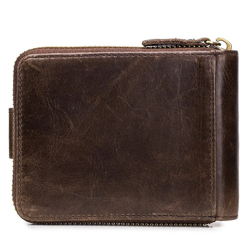 BULLCAPTAIN 231 Zipper Wallet RFID Blocking Top-Layer Cowhide Leather Card Carrying Pouch Coin Storage Bag - Coffee - 2