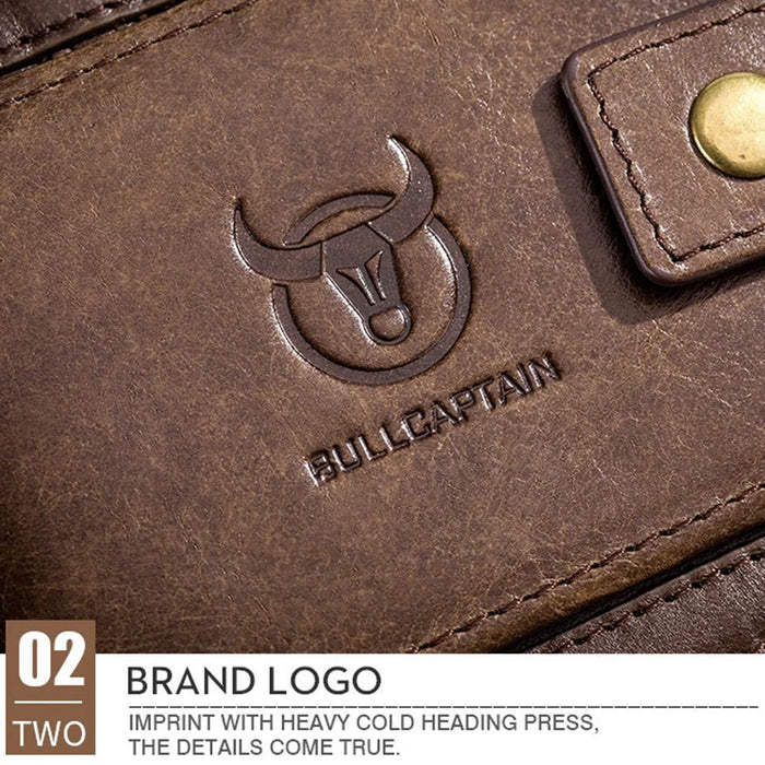 BULLCAPTAIN 231 Zipper Wallet RFID Blocking Top-Layer Cowhide Leather Card Carrying Pouch Coin Storage Bag - Coffee - 4