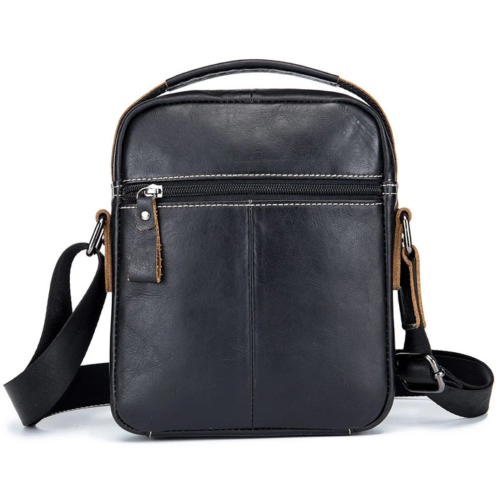 BULLCAPTAIN 037 Large Crossbody Bag Shoulder Bag Top-Layer Cowhide Leather Travel Bag - Black - 2