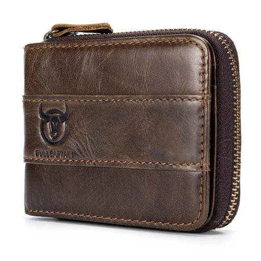 BULLCAPTAIN 025 RFID Blocking Wallet Card Pouch Top-Layer Cowhide Leather Coin Storage Bag - Brown - 1