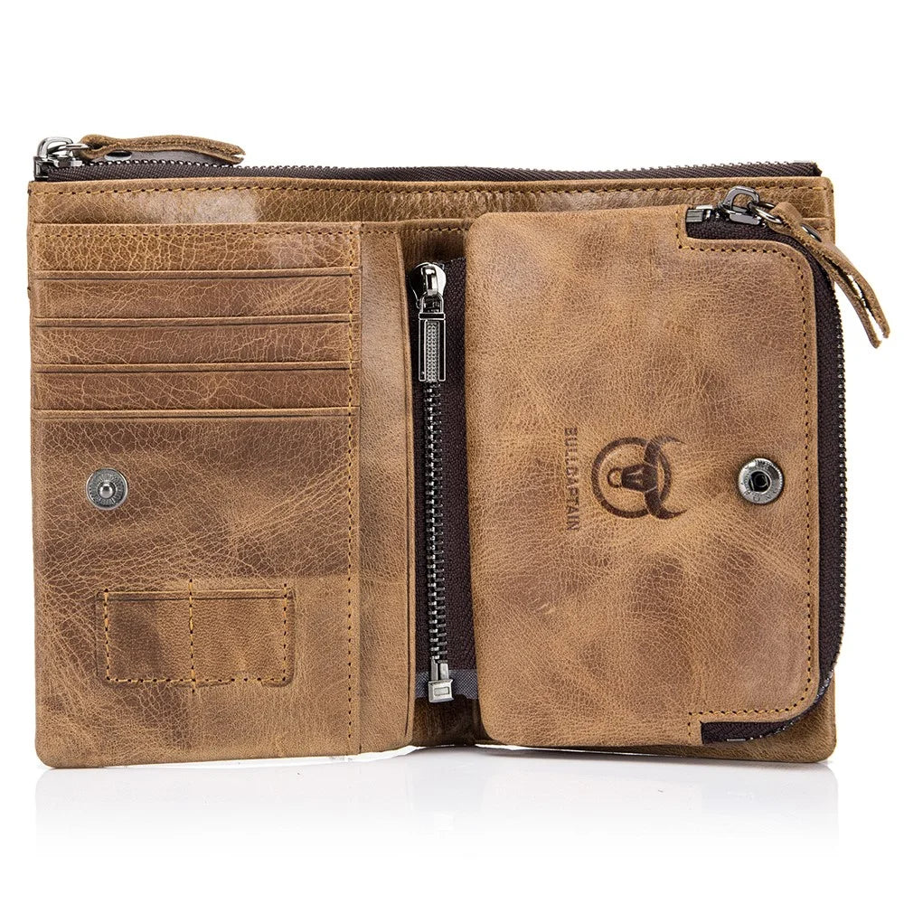 BULLCAPTAIN 013 Retro Texture Top-Layer Cowhide Leather Wallet Card Pouch Coin Storage Bag Pouch - 2