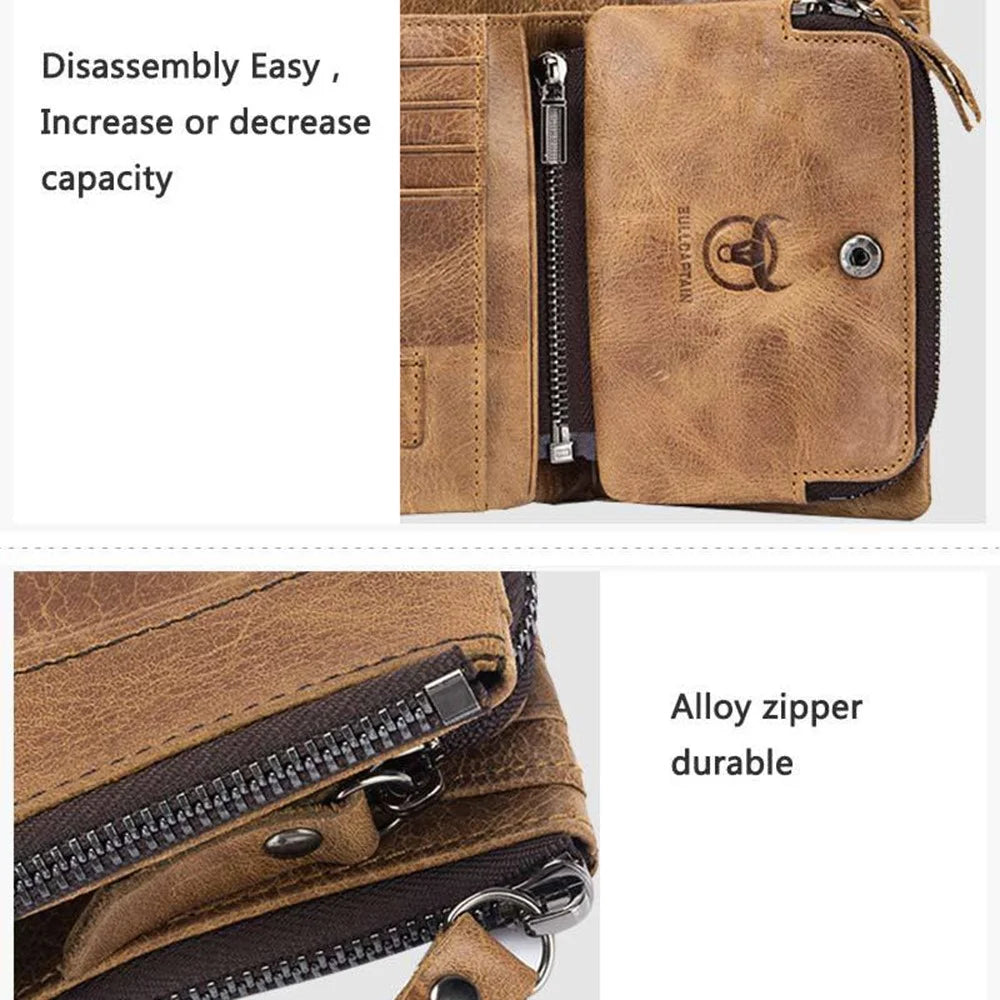 BULLCAPTAIN 013 Retro Texture Top-Layer Cowhide Leather Wallet Card Pouch Coin Storage Bag Pouch - 3