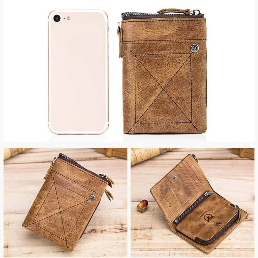 BULLCAPTAIN 013 Retro Texture Top-Layer Cowhide Leather Wallet Card Pouch Coin Storage Bag Pouch - 6