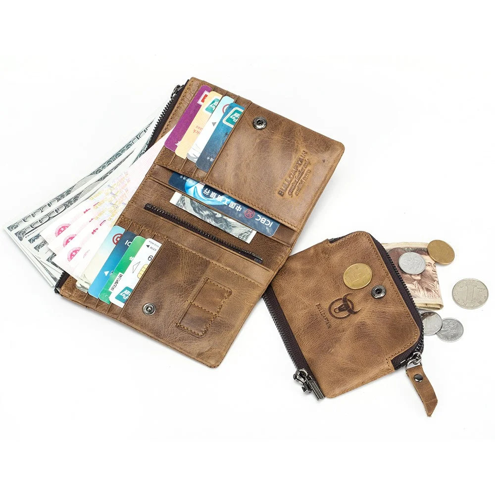 BULLCAPTAIN 013 Retro Texture Top-Layer Cowhide Leather Wallet Card Pouch Coin Storage Bag Pouch - 7