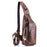 BULLCAPTAIN 019 Retro Top Layer Cowhide Men Chest Bag Casual Single Shoulder Bag - Dark Brown - 1