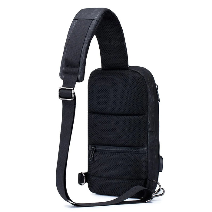 BULLCAPTAIN 0113 Men Oxford Cloth Chest Bag Waterproof Sport Casual Single Shoulder Bag - White Lines - 2