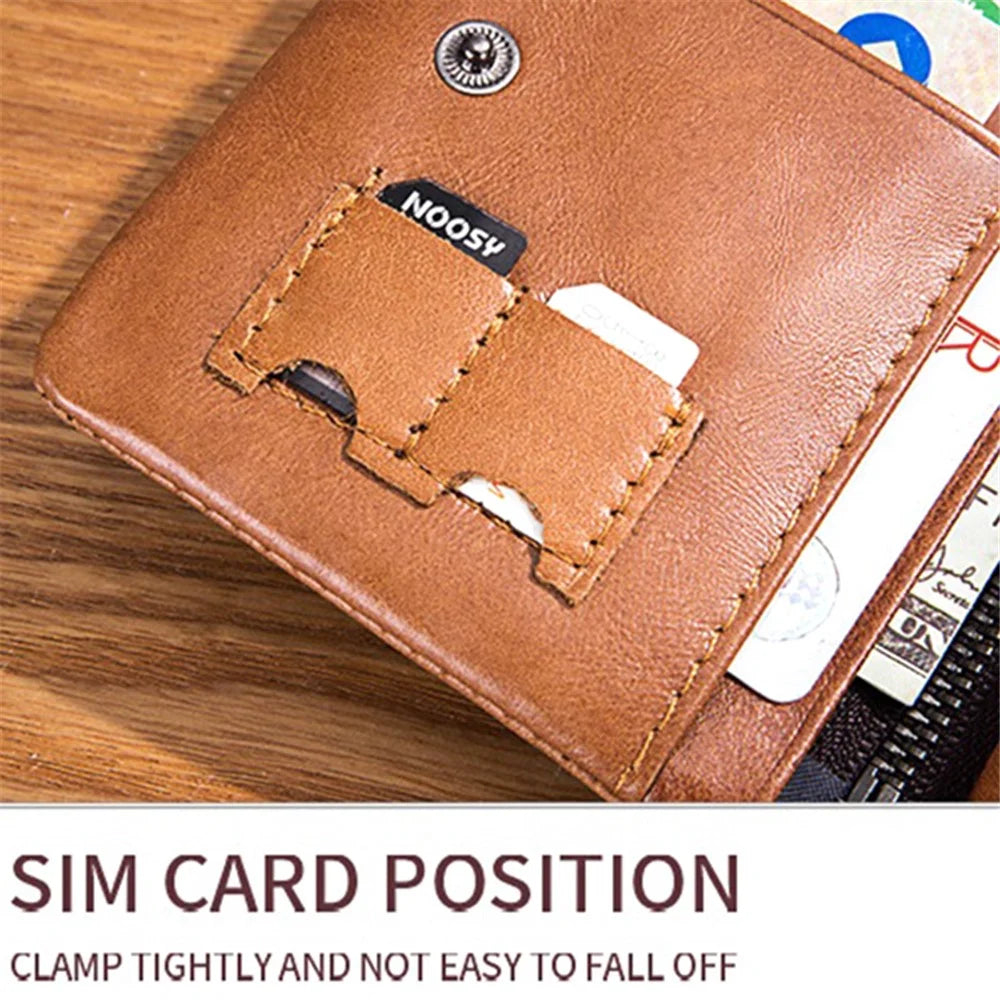 BULLCAPTAIN 051 Folding Wallet Top-Layer Cowhide Leather Card Carrying Pouch Coin Bag - Yellowish-brown - 2
