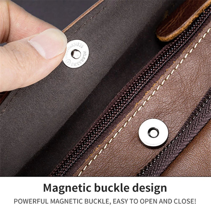 BULLCAPTAIN 125 Sport Casual Men Chest Bag Top Layer Cowhide Crossbody Single Shoulder Bag - Brown - 6