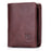 BULLCAPTAIN 02 Top Layer Cowhide Leather Men Tri-fold Wallet Cards Photo Cash Carrying Bag - Coffee - 1