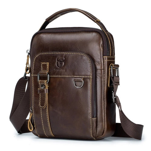 BULLCAPTAIN 0300 Top Layer Cowhide Messenger Bag Retro Men Single Shoulder Crossbody Bag - Coffee - 1