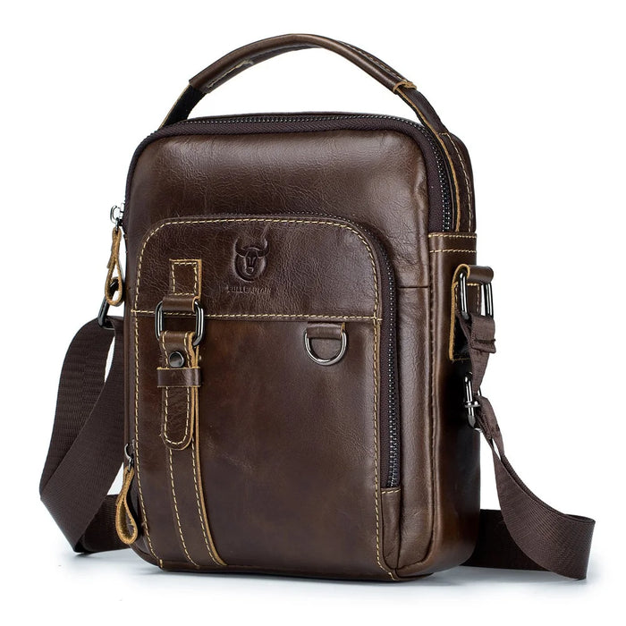 BULLCAPTAIN 0300 Top Layer Cowhide Messenger Bag Retro Men Single Shoulder Crossbody Bag - Coffee - 1