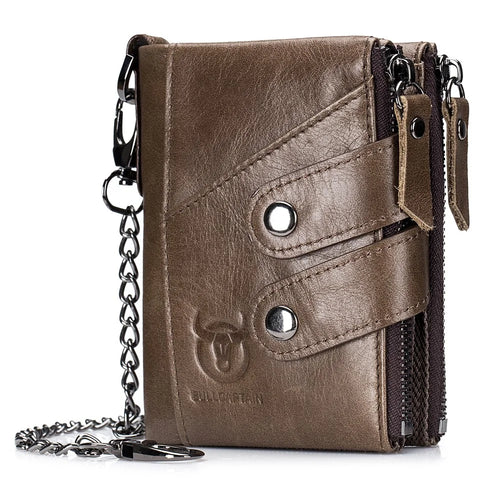 BULLCAPTAIN 0201 Retro Top-Layer Cowhide Leather Wallet RFID Blocking Card Storage Bag - Coffee - 1
