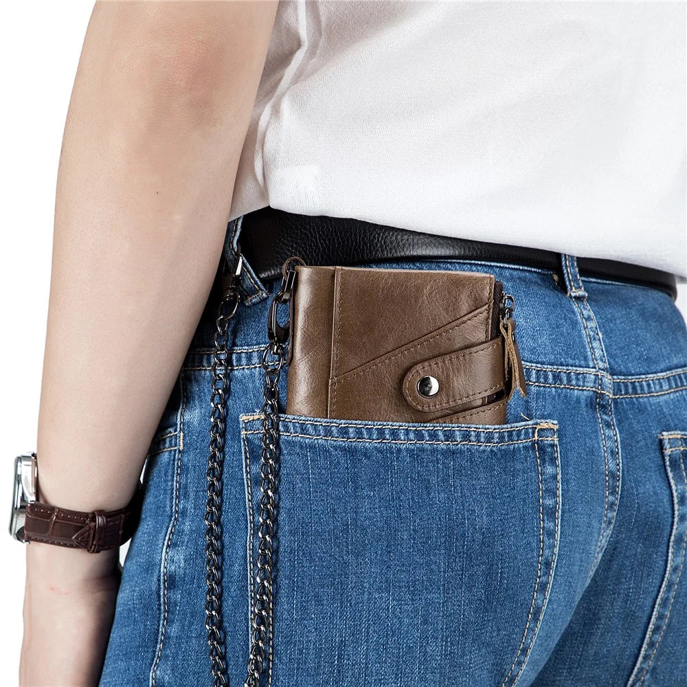 BULLCAPTAIN 0201 Retro Top-Layer Cowhide Leather Wallet RFID Blocking Card Storage Bag - Coffee - 3