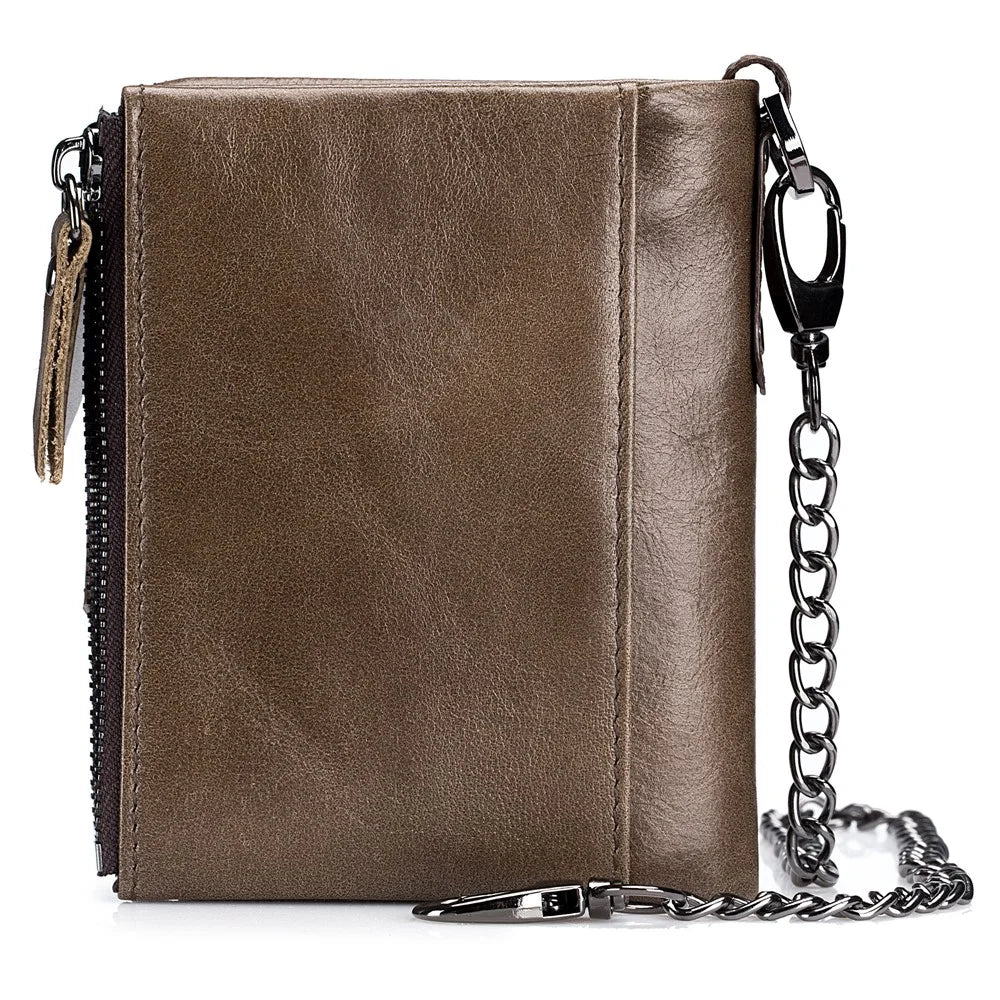 BULLCAPTAIN 0201 Retro Top-Layer Cowhide Leather Wallet RFID Blocking Card Storage Bag - Coffee - 5