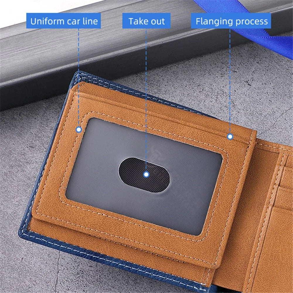 BULLCAPTAIN 032 Top-Layer Cowhide Leather Large Wallet Coin Card Storage Bag with Gift Box Package - Blue - 5