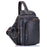 BULLCAPTAIN 2101-xb013 Top-layer Cowhide Leather Chest Bag Crossbody Bat-shape Sling Bag for Hiking, Cycling, Travel, Work - Black - 1