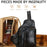 BULLCAPTAIN 2101-xb013 Top-layer Cowhide Leather Chest Bag Crossbody Bat-shape Sling Bag for Hiking, Cycling, Travel, Work - Black - 3