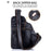 BULLCAPTAIN 2101-xb013 Top-layer Cowhide Leather Chest Bag Crossbody Bat-shape Sling Bag for Hiking, Cycling, Travel, Work - Black - 4