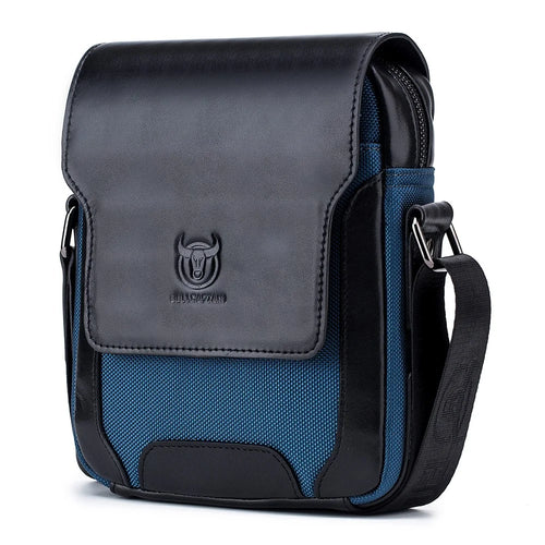 BULLCAPTAIN 999 Cowhide Leather Messenger Bag Zipped Pockets Crossbody Purse Bag for Work Business Travel - Black - 1