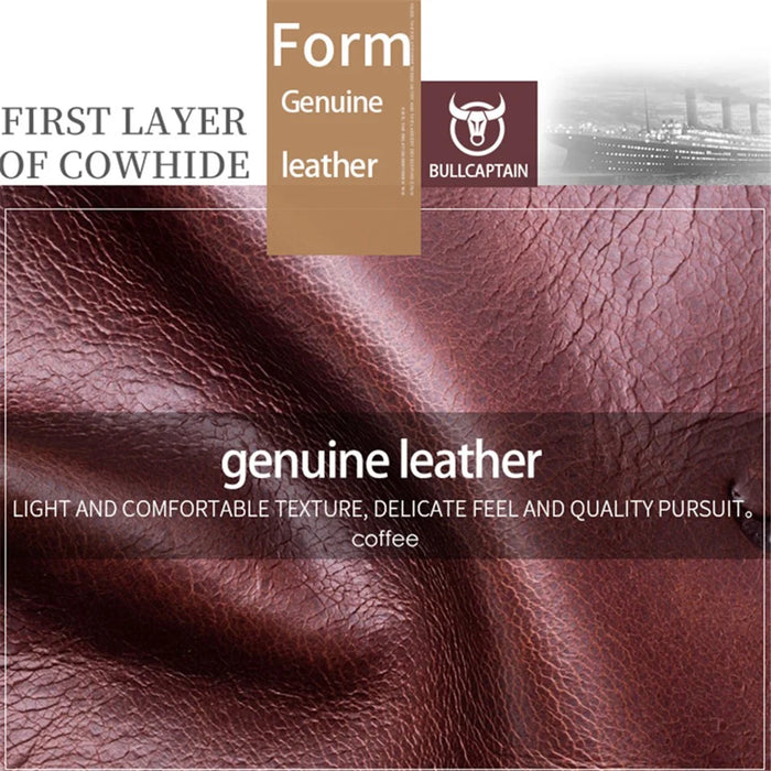 BULLCAPTAIN 029 Causal Style Top-Layer Cowhide Leather Wallet Folding Design Multiple Card Slots Coin Bag - Brown - 5