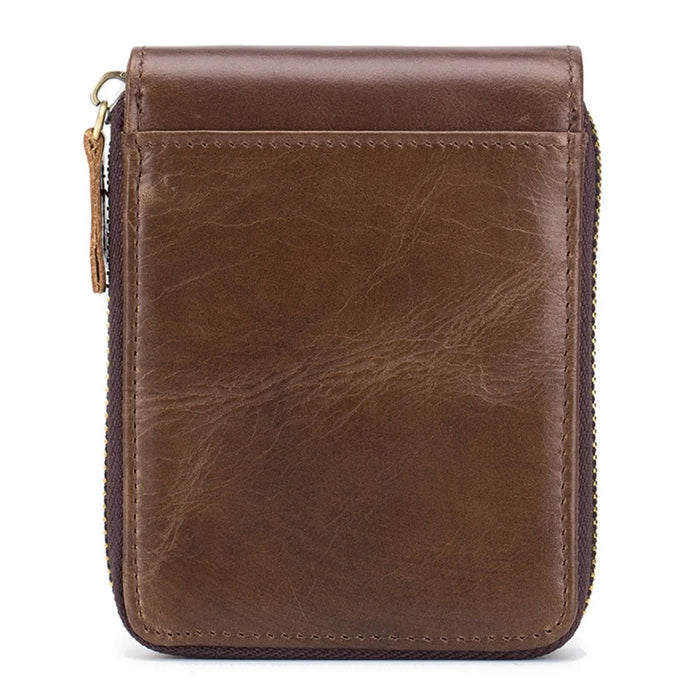 BULLCAPTAIN 029 Causal Style Top-Layer Cowhide Leather Wallet Folding Design Multiple Card Slots Coin Bag - Brown - 6