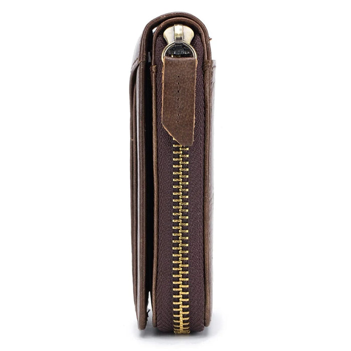 BULLCAPTAIN 029 Causal Style Top-Layer Cowhide Leather Wallet Folding Design Multiple Card Slots Coin Bag - Brown - 7