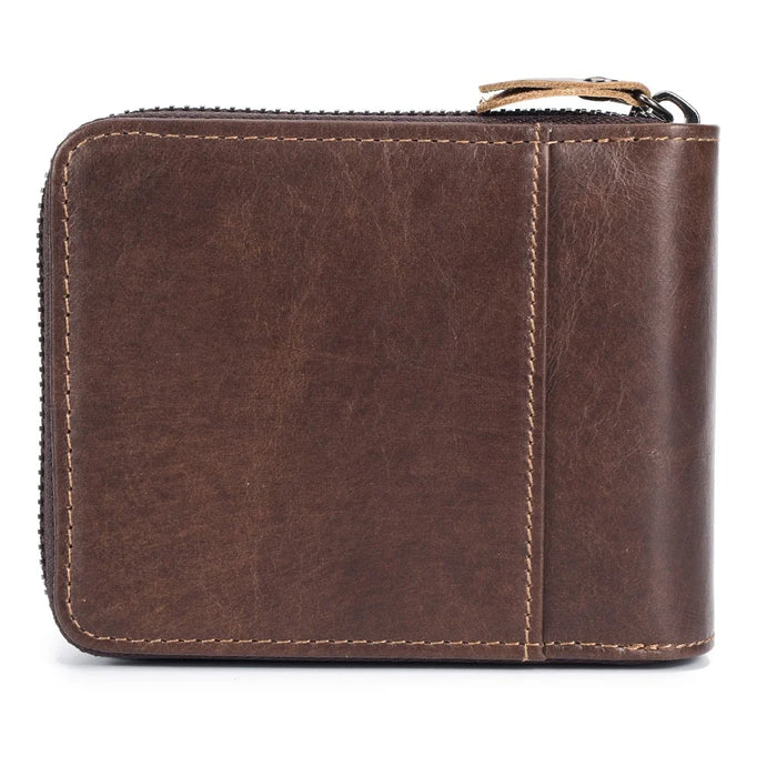 BULLCAPTAIN 033 Top-layer Cowhide Leather Wallet Billfold Card Bag Pouch with RFID Blocking Function (Horizontal Style) - Coffee - 4