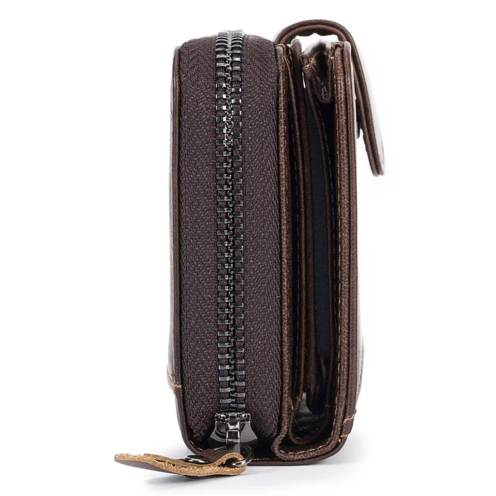 BULLCAPTAIN 033 RFID Blocking Wallet Billfold Top-layer Cowhide Leather Card Bag Pouch (Vertical Style) - Coffee - 3