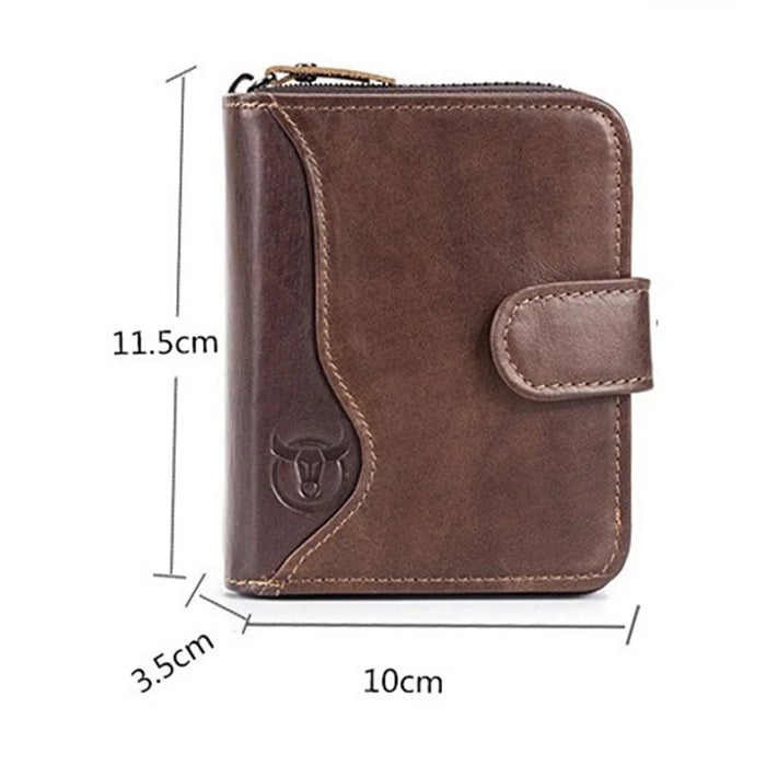 BULLCAPTAIN 033 RFID Blocking Wallet Billfold Top-layer Cowhide Leather Card Bag Pouch (Vertical Style) - Coffee - 5