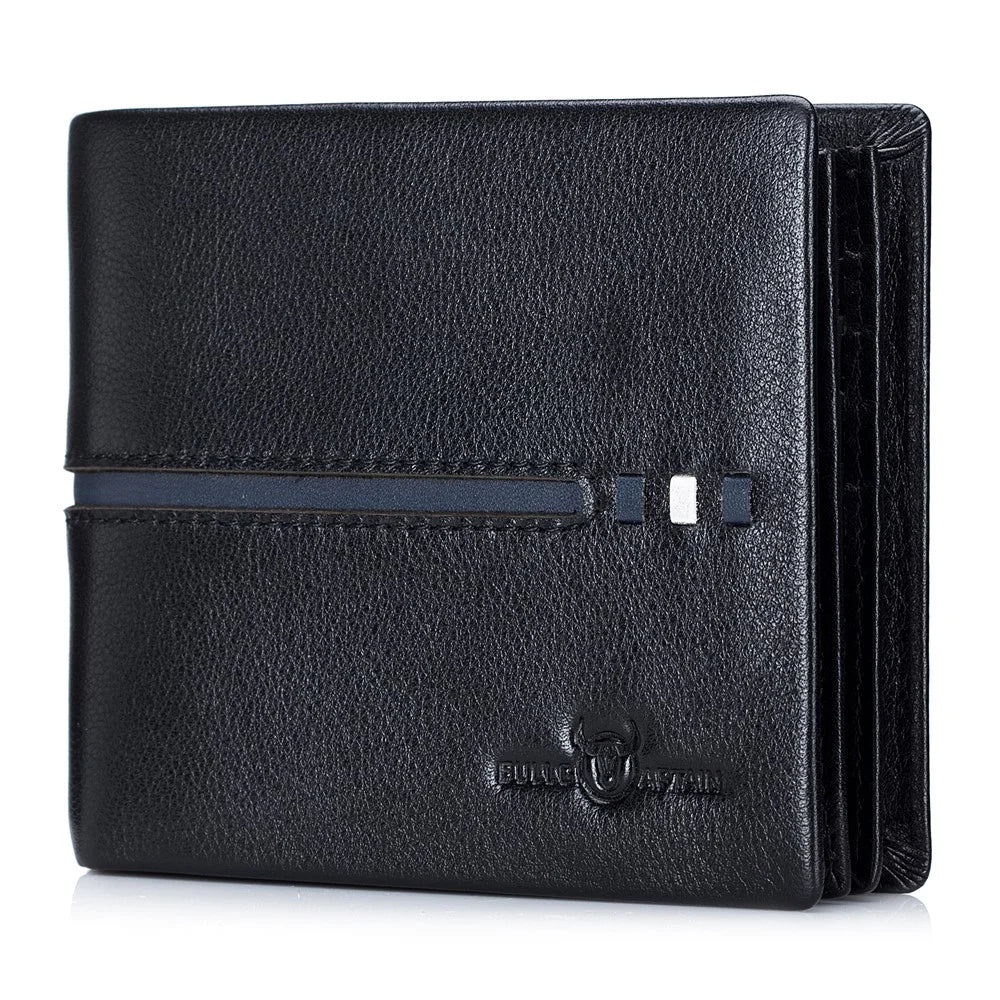 BULLCAPTAIN 0200 Photo Slot Design Wallet Multifunction RFID Blocking Top-Layer Cowhide Leather Card Pouch Bag - Black - 1