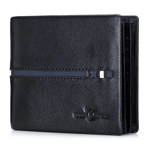 BULLCAPTAIN 0200 Photo Slot Design Wallet Multifunction RFID Blocking Top-Layer Cowhide Leather Card Pouch Bag - Black - 1