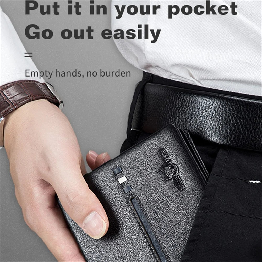 BULLCAPTAIN 0200 Photo Slot Design Wallet Multifunction RFID Blocking Top-Layer Cowhide Leather Card Pouch Bag - Black - 3