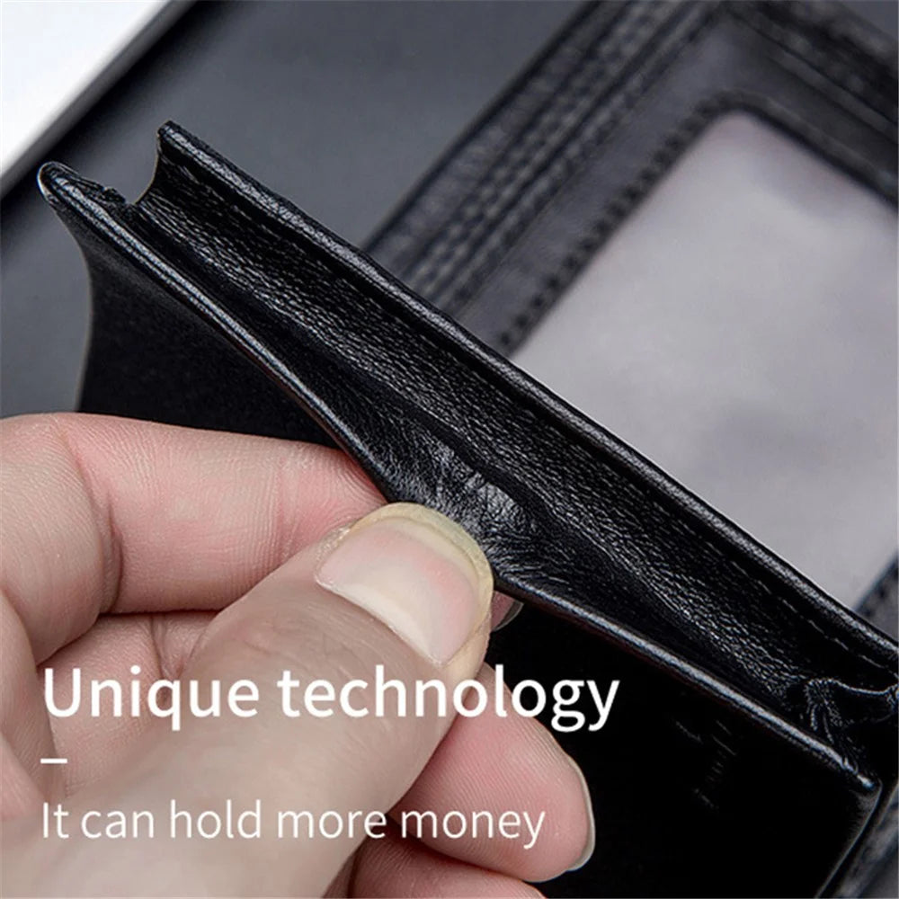 BULLCAPTAIN 0200 Photo Slot Design Wallet Multifunction RFID Blocking Top-Layer Cowhide Leather Card Pouch Bag - Black - 4