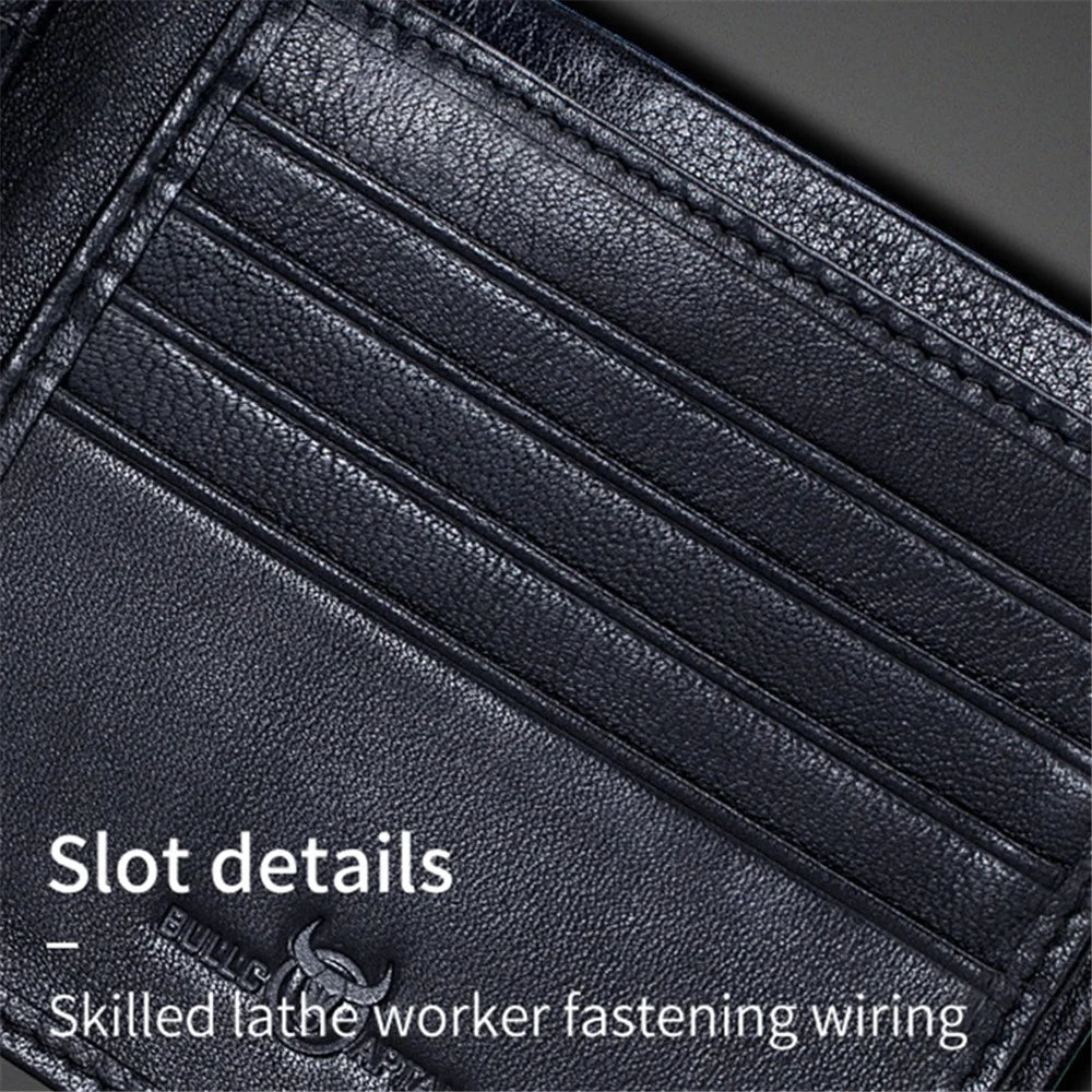BULLCAPTAIN 0200 Photo Slot Design Wallet Multifunction RFID Blocking Top-Layer Cowhide Leather Card Pouch Bag - Black - 6