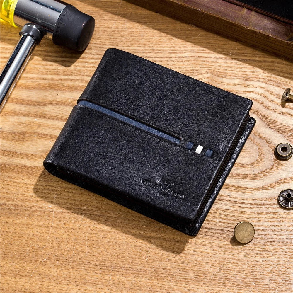 BULLCAPTAIN 0200 Photo Slot Design Wallet Multifunction RFID Blocking Top-Layer Cowhide Leather Card Pouch Bag - Black - 7