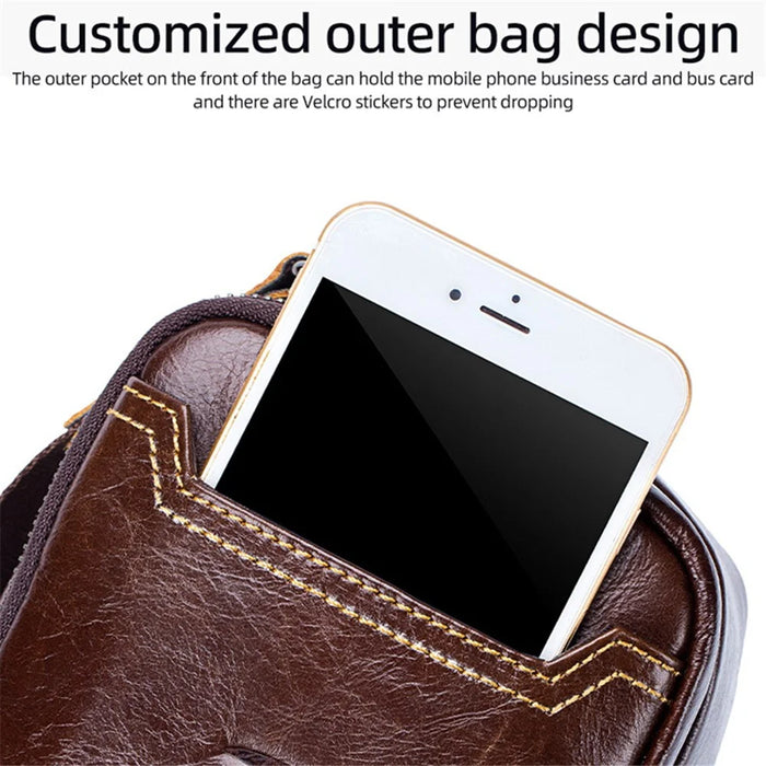 BULLCAPTAIN 0308 Top Layer Cowhide Horizontal Messenger Bag Casual Men Single Shoulder Crossbody Bag - Coffee - 4