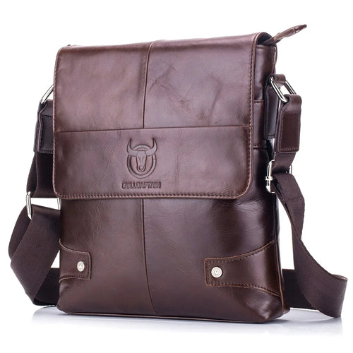 BULLCAPTAIN DJ-033 Men Business Casual Single Shoulder Bag Briefcase Top Layer Cowhide Crossbody Bag - Coffee - 1