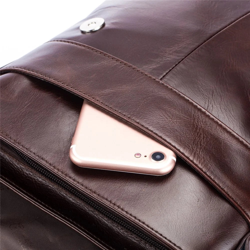 BULLCAPTAIN DJ-033 Men Business Casual Single Shoulder Bag Briefcase Top Layer Cowhide Crossbody Bag - Coffee - 5
