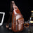 BULLCAPTAIN 121 Retro Style Chest Bag Top-Layer Cowhide Leather Crossbody Sling Bag for Travel, Hiking, Business Trip - Coffee - 5