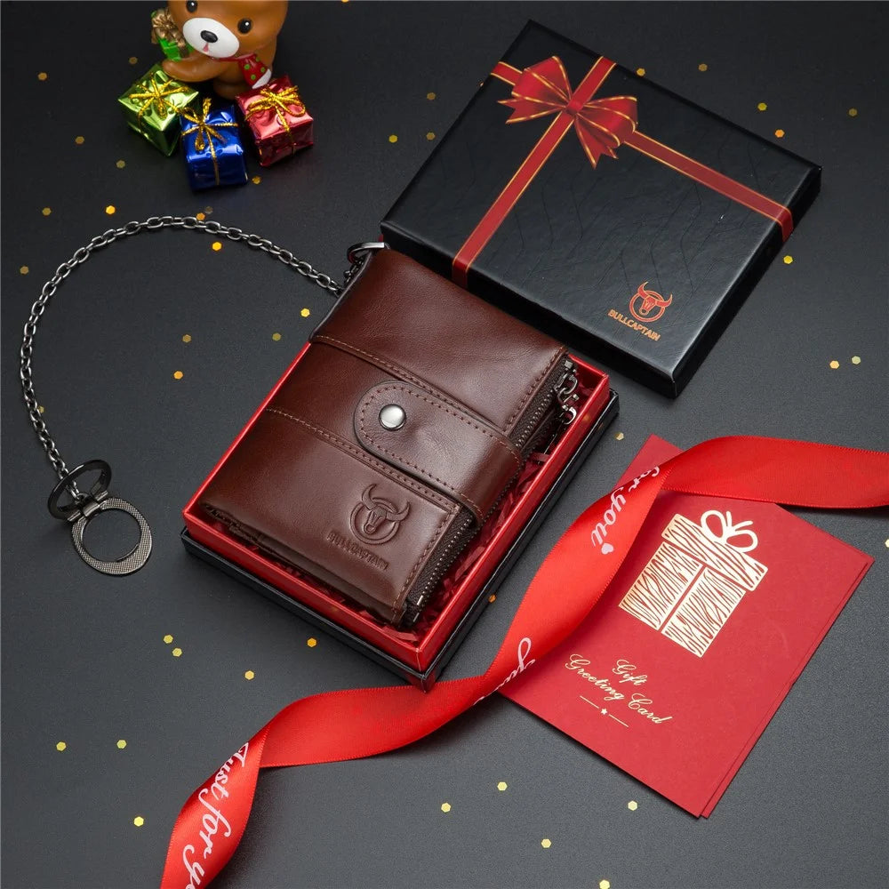BULLCAPTAIN 08 Multiple Card Slots Wallet Top-Layer Cowhide Leather Zipper Coin Pocket Storage Bag - Coffee - 5