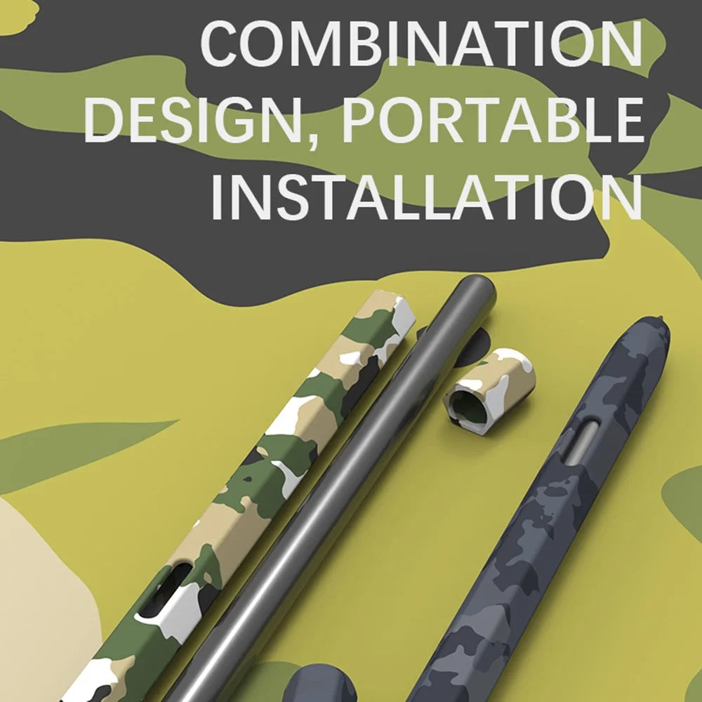 LOVE MEI For Samsung Galaxy Tab S6 Lite Stylus Pen Protective Cover Camouflage Silicone Pencil Sleeve - Camo Green - 6