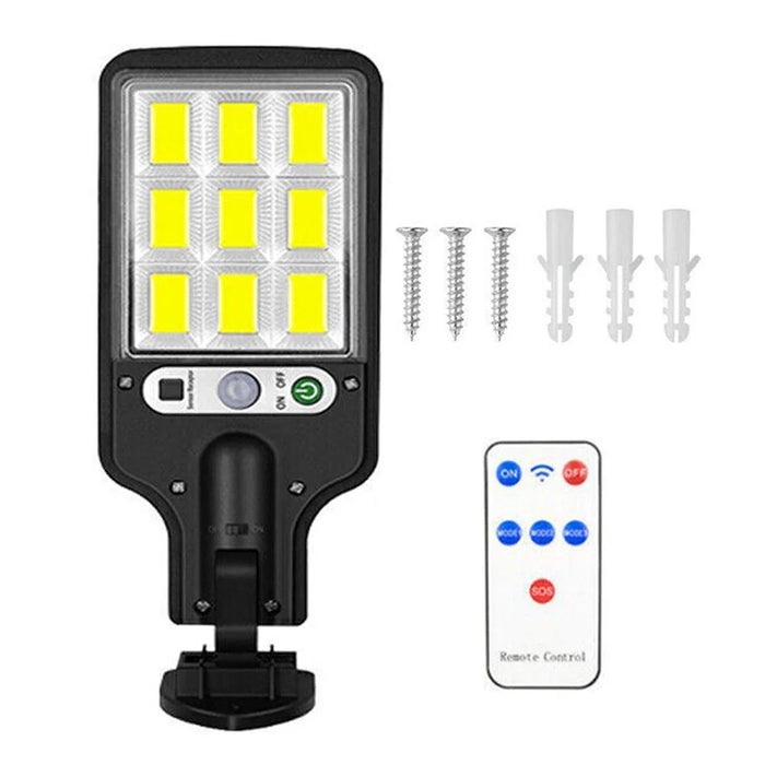 616-4 Outdoor Solar LED Light PIR Motion Sensor Garden Light with Remote 3 Lighting Modes Wall-Mounted Lamp - 1