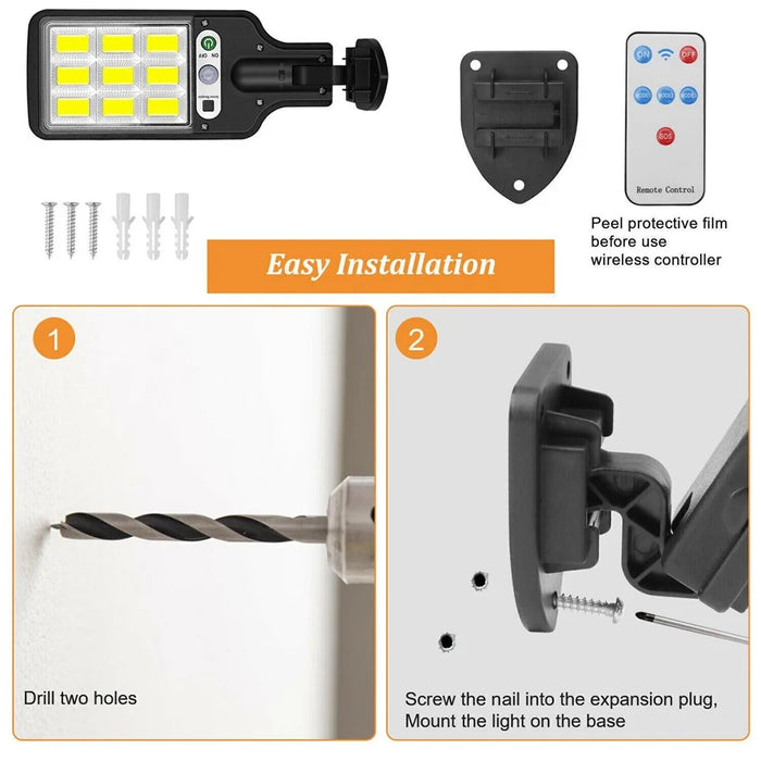 616-4 Outdoor Solar LED Light PIR Motion Sensor Garden Light with Remote 3 Lighting Modes Wall-Mounted Lamp - 2