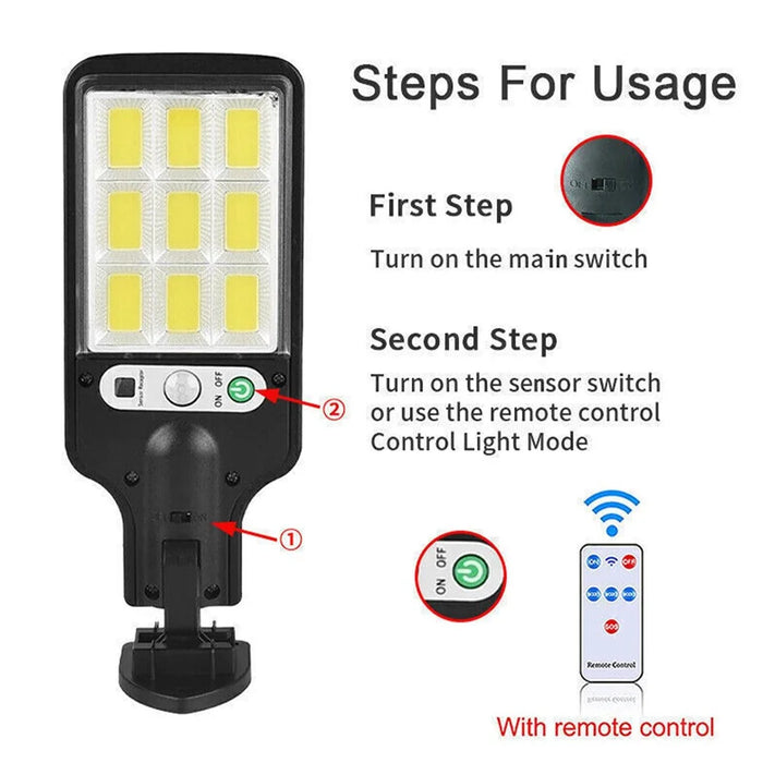 616-4 Outdoor Solar LED Light PIR Motion Sensor Garden Light with Remote 3 Lighting Modes Wall-Mounted Lamp - 3